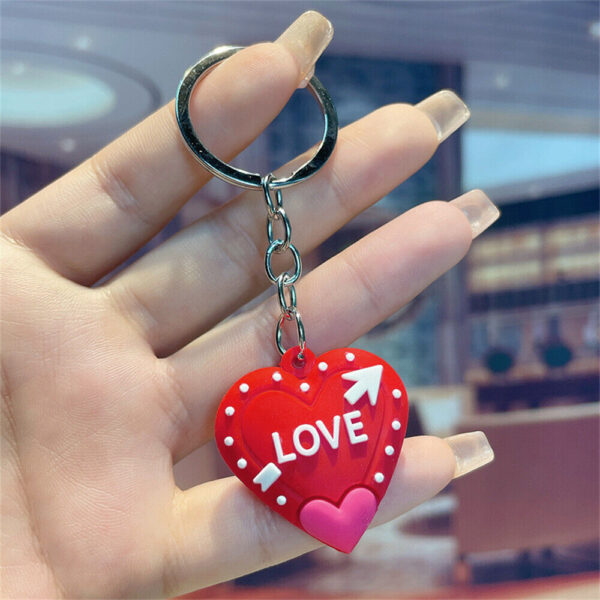 Charming Red Heart PVC Keychain - Image 4