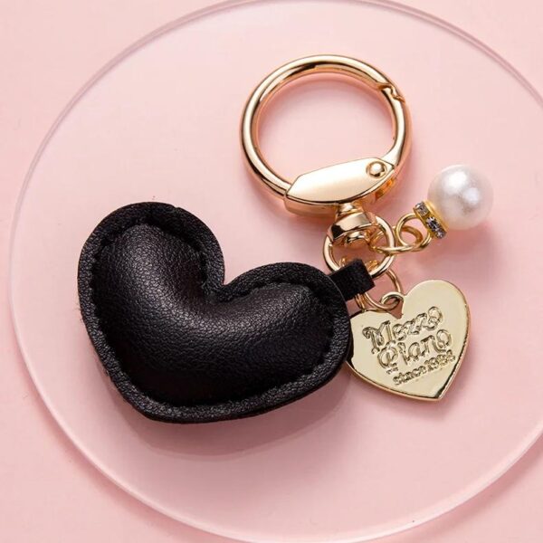 Trendy Heart-Shaped PU Leather Keychain