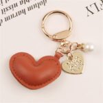 Trendy Heart-Shaped PU Leather Keychain