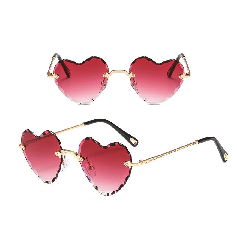 Colorful Rimless Heart-Shaped Sunglasses for Women