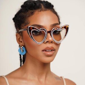 Rhinestone Heart-Shaped Cat Eye Sunglasses