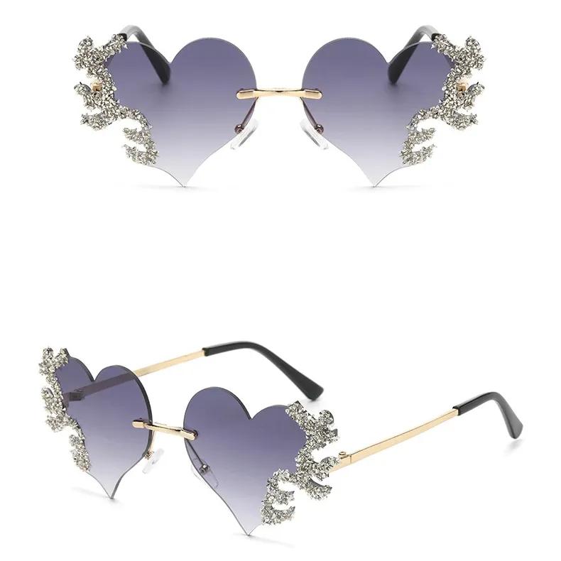 Luxury Heart-Shaped Rhinestone Sunglasses for Women