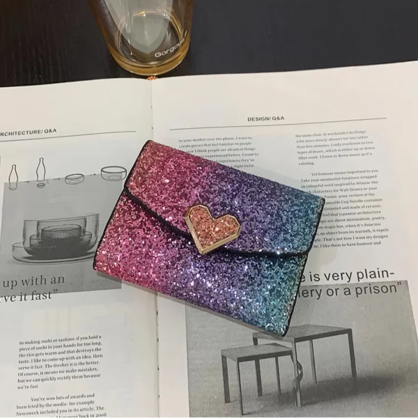 Ladies' Glitter PU Leather Mini Wallet - Image 4