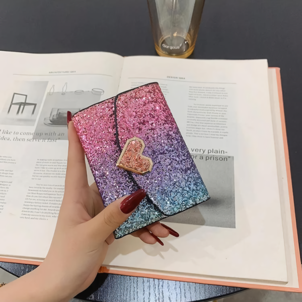 Ladies’ Glitter PU Leather Mini Wallet