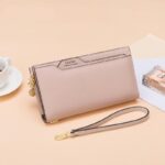 Soft Leather Long Envelope Wallet with Fashion Bandage