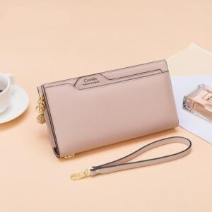 Soft Leather Long Envelope Wallet with Fashion Bandage