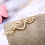 Golden & Silver Angel Wings Heart Hair Clip