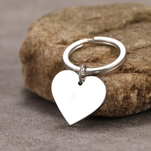Silver Stainless Steel Heart Keychain