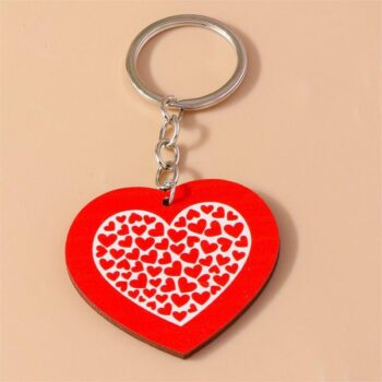 Charming Heart-Shaped Wooden Keychain