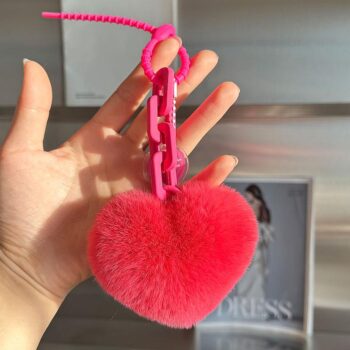 Cute Cartoon Rabbit Fur Heart Keychain