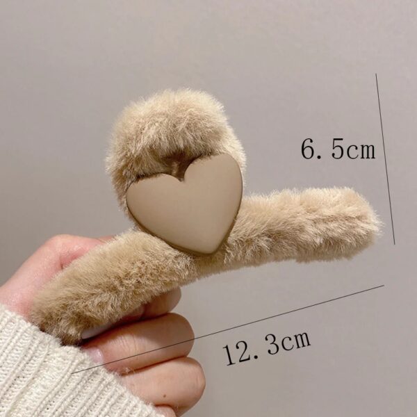 Elegant Plush Heart Hair Claw Clips