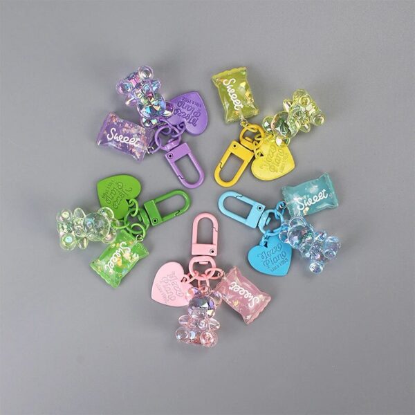 Cute Bling Heart Bear Keychain - Image 2