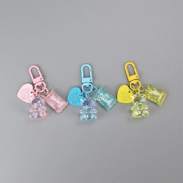 Cute Bling Heart Bear Keychain