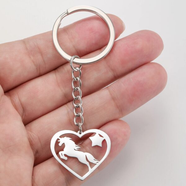 Elegant Gold Color Stainless Steel Keychain with Heart & Star Pendant