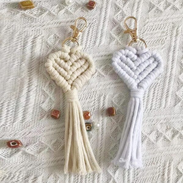 Charming Heart-Shaped Handwoven Keychain - Image 3