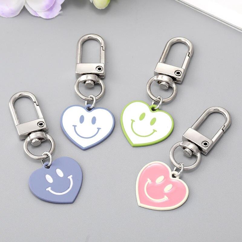 1Pcs Heart Love Smile Face Keychain Key Ring For Women Men Friend Gift Trendy Cute Bag Airpods Box Car Phone Accessorie Jewelry