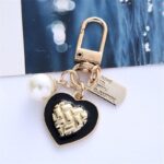 Trendy Pearl & Rose Heart Pendant Keychain