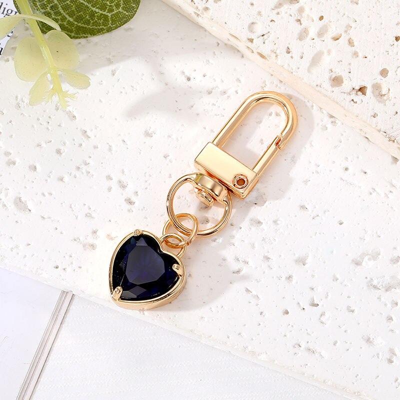 Glass Bling Colorful Heart Crystal Keychains Keyring For Women Friend Gift Trendy Cute Love Bag Car Airpods Box Mini Accessories