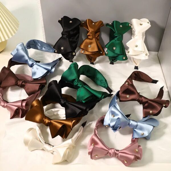 Bohemian Satin Rhinestone Bow Hairband - Image 2