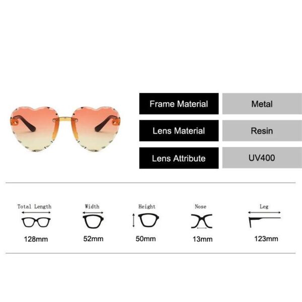 Kids Heart-Shaped Rimless Sunglasses UV400 - Image 7