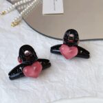 2Pcs Cute Pink Heart Hair Clips for Women