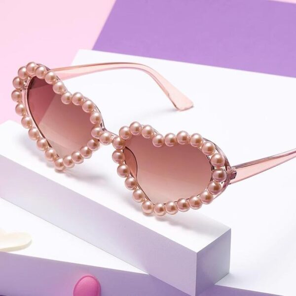 Luxury Heart-Shaped Pearl Sunglasses for Women