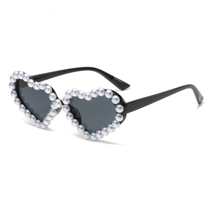 Pearl Sunglasses Women Heart Shaped Luxury Diamond Candy Color Punk Sun Glasses Ladies Lunette De Soleil Femme Eyewear gafas