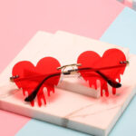 Heart-Shaped Rimless Sunglasses for Women and Men