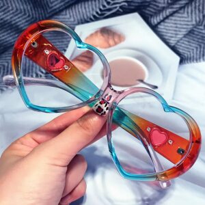 Heart-Shaped Oversized Clear Lens Glasses for Women