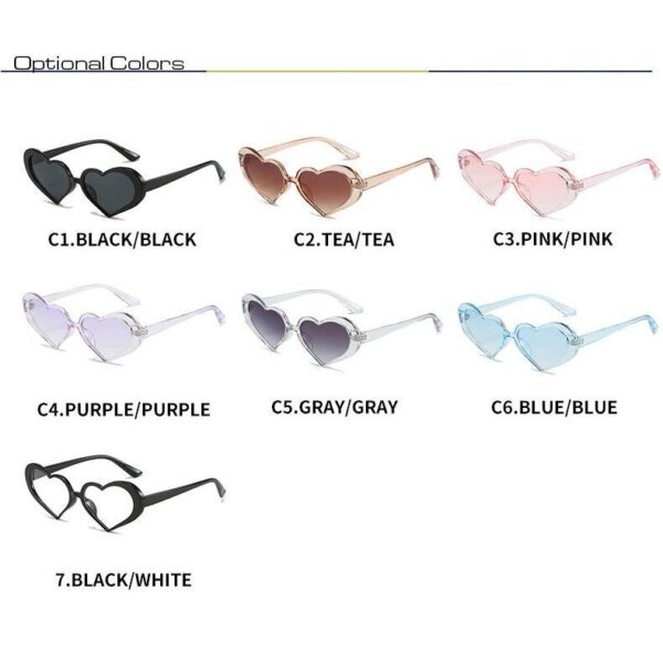 Chic Heart-Shaped Colorful Sunglasses for Women