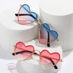 Heart-Shaped Rimless Sunglasses for Women