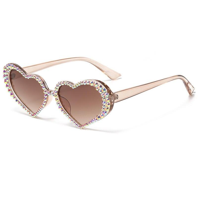 Heart Shaped Diamond Sunglasses Women Luxury Shiny Rhinestone Sun Glasses Female Small Frame UV400 Eyewear Oculos De Sol Feminin
