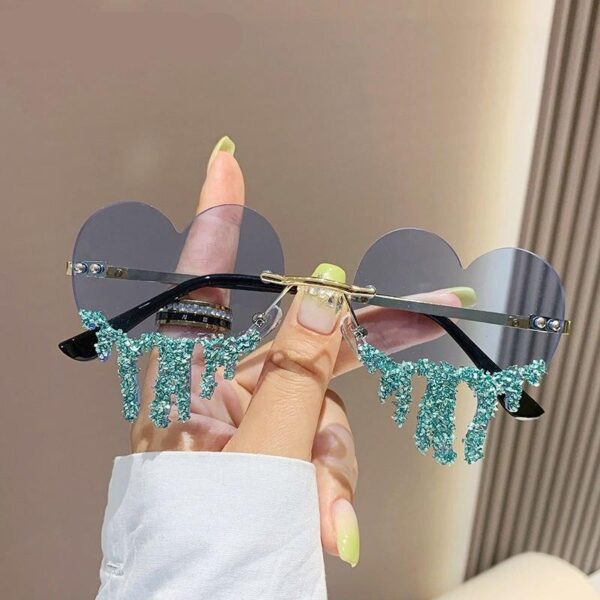 Luxury Heart-Shaped Rimless Diamond Sunglasses
