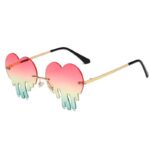 Vintage Heart-Shaped Rimless Gradient Sunglasses