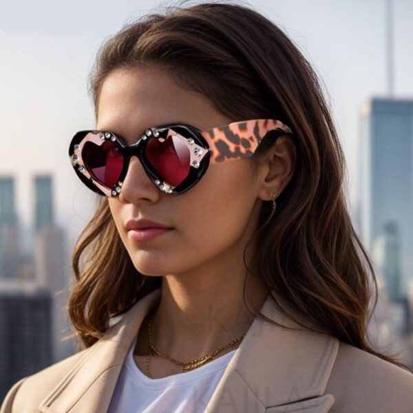 Luxury Heart-Shaped Rhinestone Sunglasses