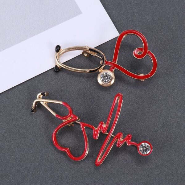 Stethoscope & ECG Heart Medical Brooch Pin - Image 6