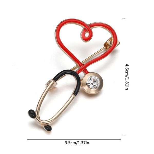 Stethoscope & ECG Heart Medical Brooch Pin