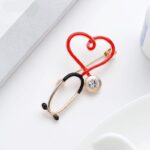 Stethoscope & ECG Heart Medical Brooch Pin