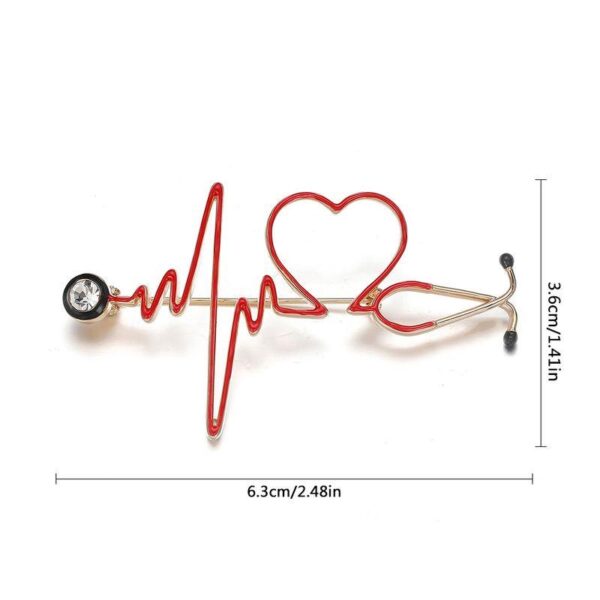 Stethoscope & ECG Heart Medical Brooch Pin