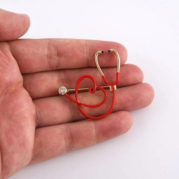 Stethoscope & ECG Heart Medical Brooch Pin