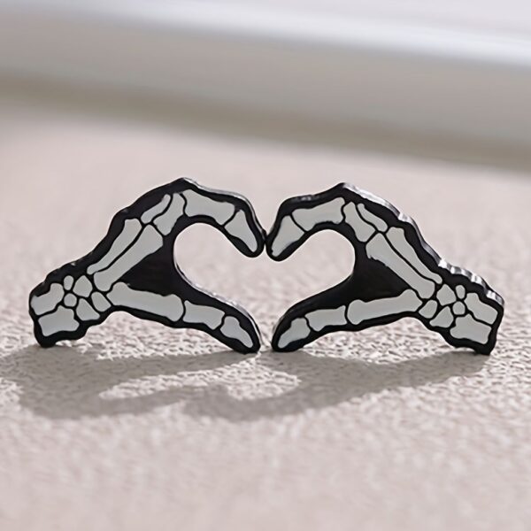 Heart-Shaped Skeleton Enamel Pin Set - Image 2