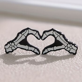 Heart-Shaped Skeleton Enamel Pin Set
