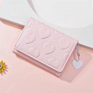 Chic Love-Imprinted PU Leather Wallet with Multi-Card Slots & Secure Snap Closure