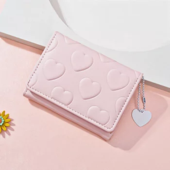Chic Love-Imprinted PU Leather Wallet with Multi-Card Slots & Secure Snap Closure