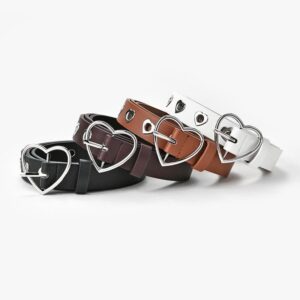 Luxury Punk Leather Belt with Heart-Shaped Holes