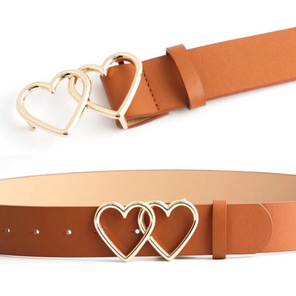 Chic Love Heart Double-ring Buckle Belt for Women