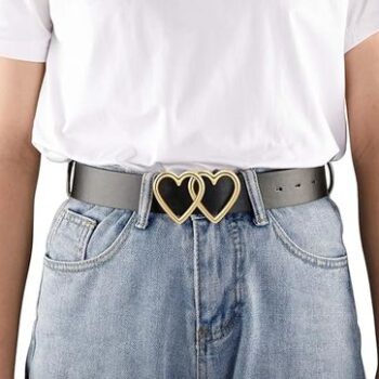 Chic Love Heart Double-ring Buckle Belt for Women