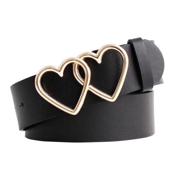 Chic Love Heart Double-ring Buckle Belt for Women