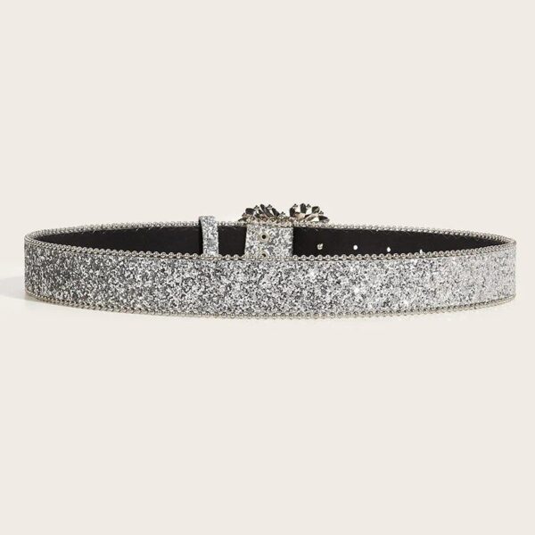 Luxury Punk Rhinestone Belt with Heart Buckle