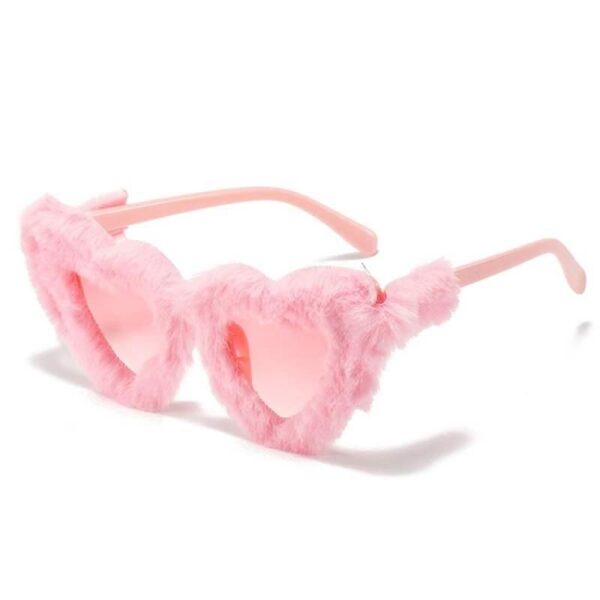 Chic Retro Heart-Shaped Plush Sunglasses